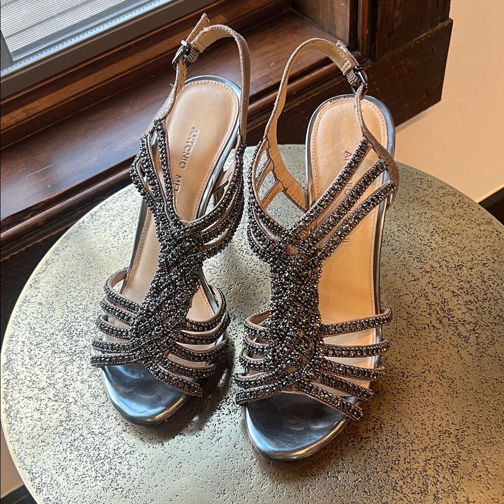 ANTONIO MELANI Black Beaded Heels